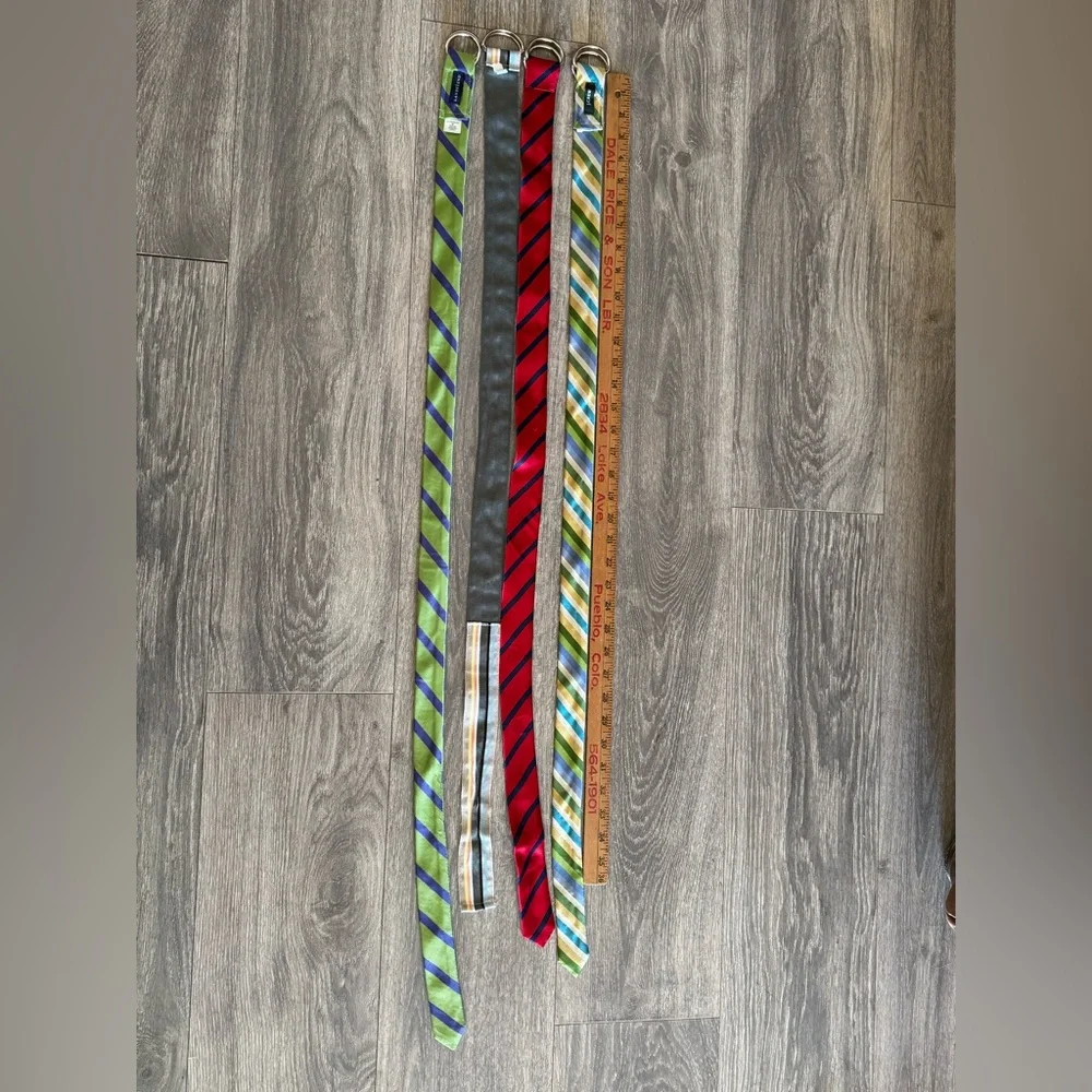 (4) Women’s Belt Lot Ribbon Silk Woven D Ring Colorful Preppy Acadamia Spring - Picture 7 of 9